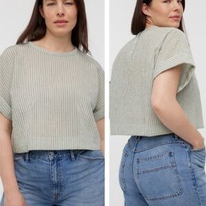 Madewell Dolman Crop Top Green Stripe XS